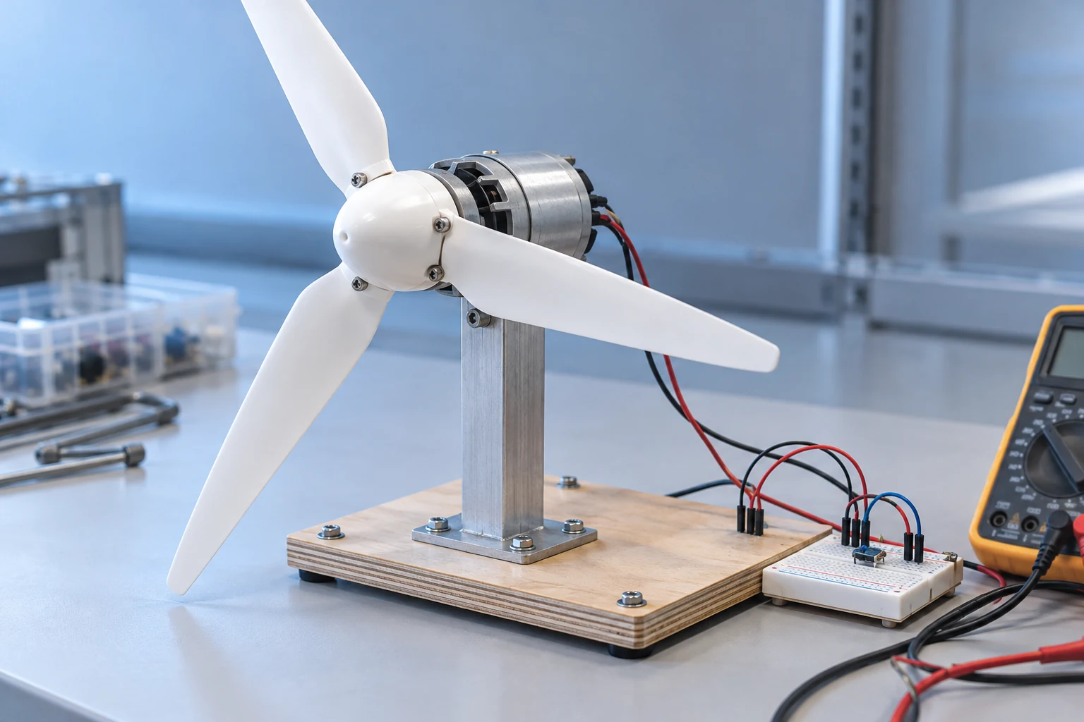 Illustrative desktop wind-turbine prototype
